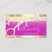 Moderner Friseur Coiffeur Schere Vivid Pink Visitenkarte (Vorderseite)