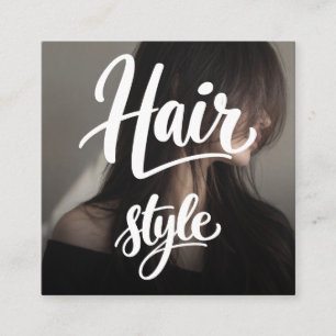 Moderner Friseur-Foto-Geschäftsausweis Elegant  Quadratische Visitenkarte