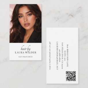 Moderner Friseur-Foto-QR-Code-Geschäftsausweis Visitenkarte