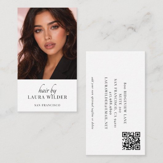 Moderner Friseur-Foto-QR-Code-Geschäftsausweis Visitenkarte (Vorne/Hinten)