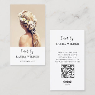 Moderner Friseur-Foto-QR-Code Visitenkarte