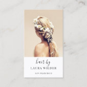 Moderner Friseur-Foto-QR-Code Visitenkarte (Vorderseite)