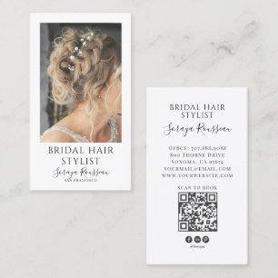 Moderner Friseur für Brautfrisuren QR-Code Visitenkarte