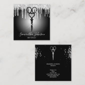 Moderner Friseur für Silberfresser Tropfen Quadratische Visitenkarte (Vorne/Hinten)