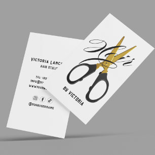 Moderner Friseur Gold Schere Visitenkarte
