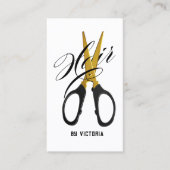 Moderner Friseur Gold Schere Visitenkarte (Vorderseite)