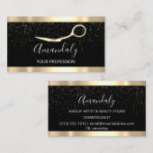 Moderner Friseur Golden Confetti Schere Visitenkarte (Vorne/Hinten)
