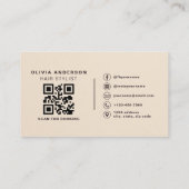 Moderner Friseur mit beigem Papier-QR-Code Visitenkarte (Rückseite)