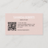 Moderner Friseur QR-Code blassrosa Visitenkarte (Rückseite)