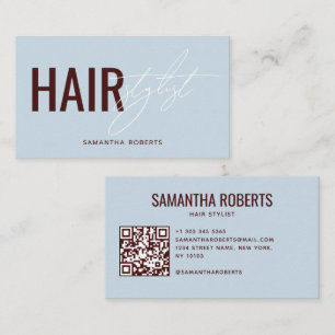 Moderner Friseur QR-Code blau rot Visitenkarte