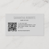 Moderner Friseur QR-Code grau Visitenkarte (Rückseite)