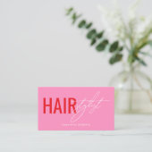 Moderner Friseur QR-Code pink Visitenkarte (Stehend Vorderseite)