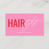 Moderner Friseur QR-Code pink Visitenkarte (Vorderseite)