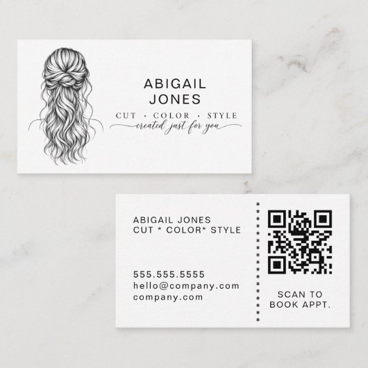 Moderner Friseur QR-Code Termin Geschäft Visitenkarte (Vorne/Hinten)