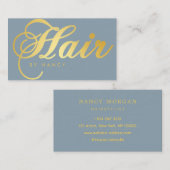Moderner Friseur Salon Script Calligraphy Dusty Bl Visitenkarte (Vorne/Hinten)