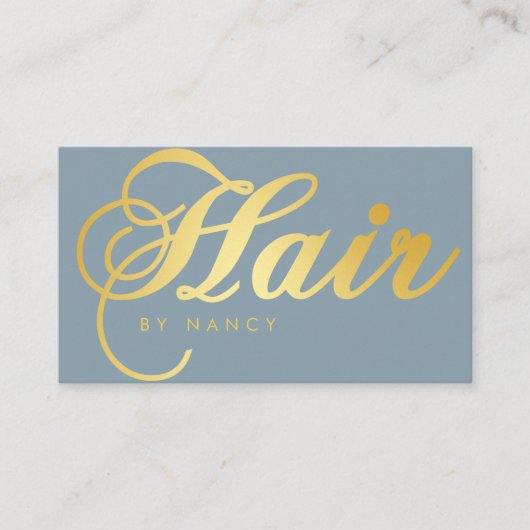 Moderner Friseur Salon Script Calligraphy Dusty Bl Visitenkarte (Vorderseite)