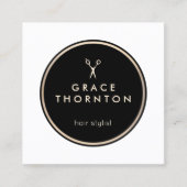 Moderner Friseur Schwarz-Weiß-Salon Quadratische Visitenkarte (Vorderseite)