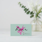 Moderner Friseur-Script Mint Pink Visitenkarte (Stehend Vorderseite)