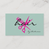 Moderner Friseur-Script Mint Pink Visitenkarte (Vorderseite)