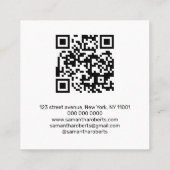Moderner Friseur-Script Schwarz-Weiß-QR-Code  Quadratische Visitenkarte (Rückseite)