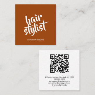 Moderner Friseur-Script Terrakotta-QR-Code Quadratische Visitenkarte