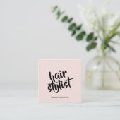 Moderner Friseur-Skript Blush-Pink QR-Code Quadratische Visitenkarte (Stehend Vorderseite)