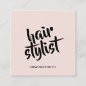 Moderner Friseur-Skript Blush-Pink QR-Code Quadratische Visitenkarte (Vorderseite)