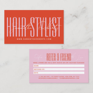 Moderner Friseur-Skript-Typografie-Kunde Empfehlungskarte
