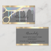 Moderner Friseur Stylist Coiffeur Goldschere Visitenkarte (Vorne/Hinten)