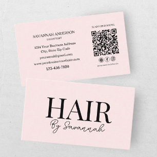 Moderner Friseur-Stylist Pink Blush QR-Code Visitenkarte