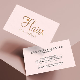 Moderner Friseur-Stylist pink-gold-chic Schrift Visitenkarte