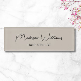 Moderner Friseur Stylist Salon Beige Namenschild