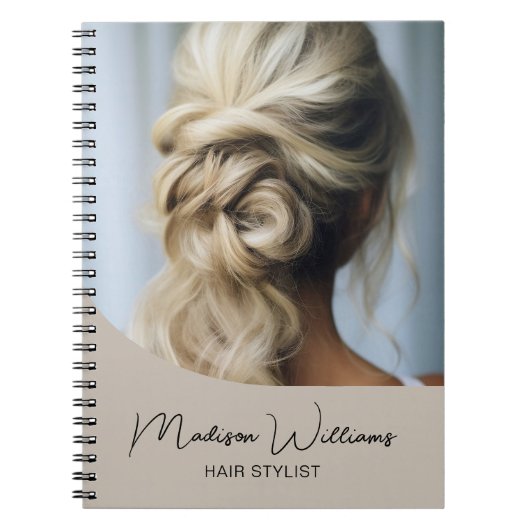 Moderner Friseur Stylist Salon Custom Foto Beige Notizblock (Vorderseite)