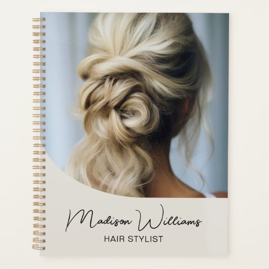 Moderner Friseur Stylist Salon Custom Foto Script Planer (Vorderseite)