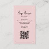 Moderner Friseur Stylist Salon Foto QR Rosa Visitenkarte (Rückseite)