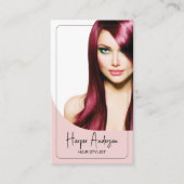 Moderner Friseur Stylist Salon Foto QR Rosa Visitenkarte (Vorderseite)