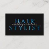 Moderner Friseur-Stylist Schwarz-Blauer QR-Code Visitenkarte (Vorderseite)