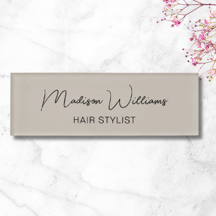 Moderner Friseursalon Beige Namenschild