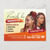 Moderner Friseursalon Braid Stylist Postkarte (Vorderseite)