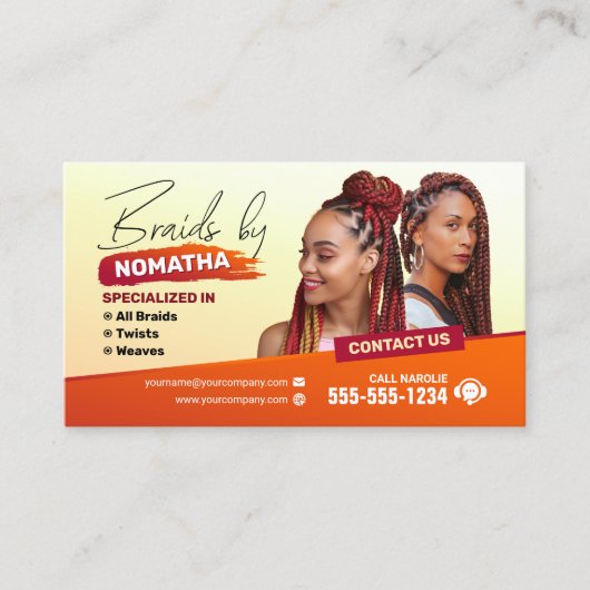 Moderner Friseursalon Braid Stylist Visitenkarte (Vorderseite)