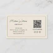 Moderner Friseursalon-Foto-QR-Code-Cream Visitenkarte (Rückseite)