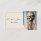 Moderner Friseursalon-Foto-QR-Code-Cream Visitenkarte (Vorderseite)