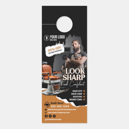 Moderner Friseursalon Friseursalon Türanhänger (Vorderseite)