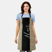 Moderner Friseursalon Schwarzer Glitzer Frauen Schürze (Getragen)