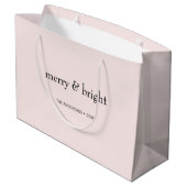 Moderner frohe und helle Weihnachten Rosa Schwarze Große Geschenktüte (Rückseite Schrägansicht)
