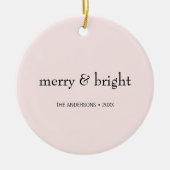 Moderner frohe und helle Weihnachten Rosa Schwarze Keramik Ornament (Vorne)