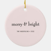 Moderner frohe und helle Weihnachten Rosa Schwarze Keramik Ornament (Hinten)