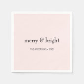 Moderner frohe und helle Weihnachten Rosa Schwarze Serviette (Vorderseite)