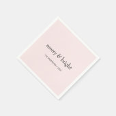 Moderner frohe und helle Weihnachten Rosa Schwarze Serviette (Ecke)