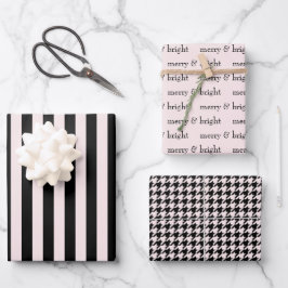 Moderner frohe und helle Weihnachtsfeiertag Rosa S Geschenkpapier Set